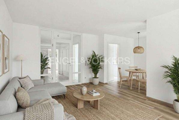 KI-generierter Einrichtungsvorschlag Wohn-/Essbereich