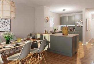 Die offene Wohnküche lädt zum gemeinsamen Kochen ein