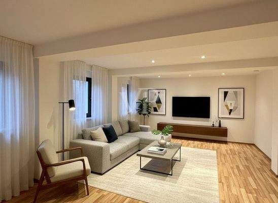 Großzüges Wohnzimmer | Erdgeschossig  -  Visualisierung