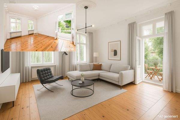 Wohnbereich mit Balkonzugang im 1. Obergeschoss