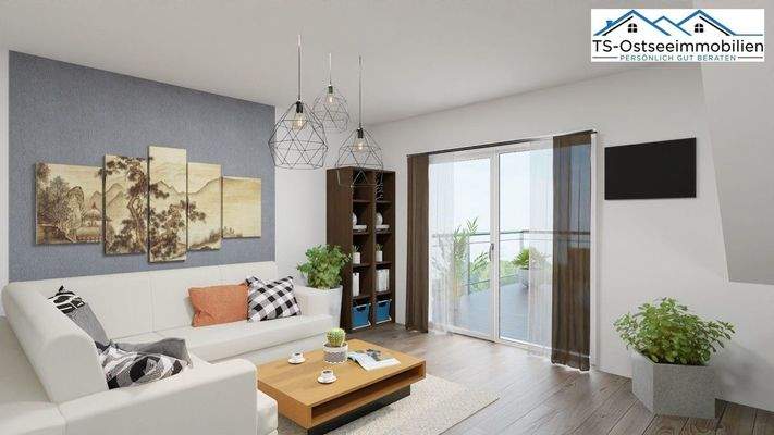 heller Wohnbereich mit Balkonzugang