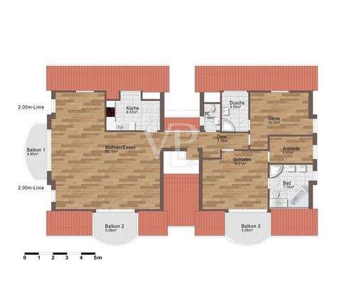 Beispielgrundriss Wohnung DG