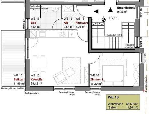 Grundriss Wohnung Nr. 16