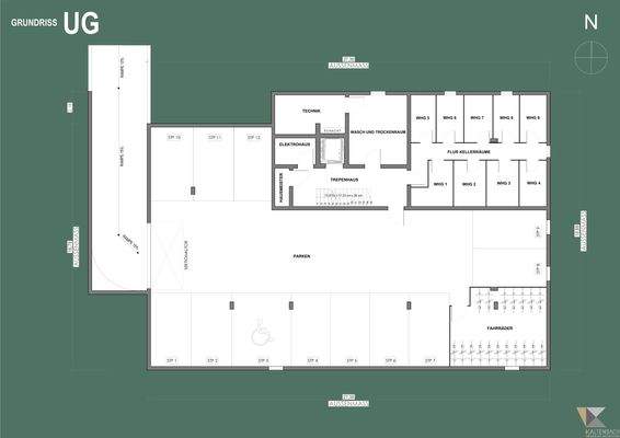 Grundriss Kellergeschoss + Tiefgarage