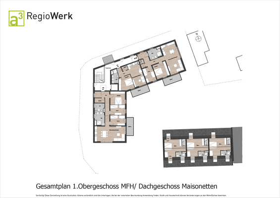 Gesamtplan 1. Obergeschoss MFH