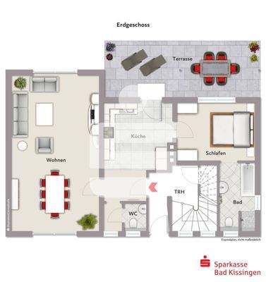 aktueller Grundriss als 2-Zimmer-Wohnung