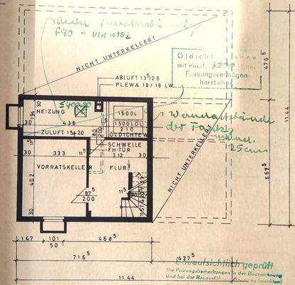 Grundriß KG bemaßt Auszug