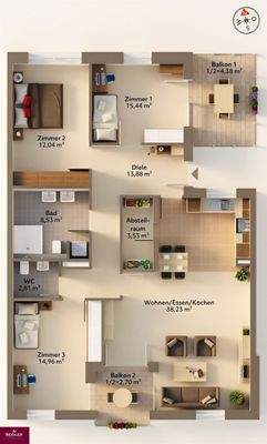 Illustrierter Grundriss