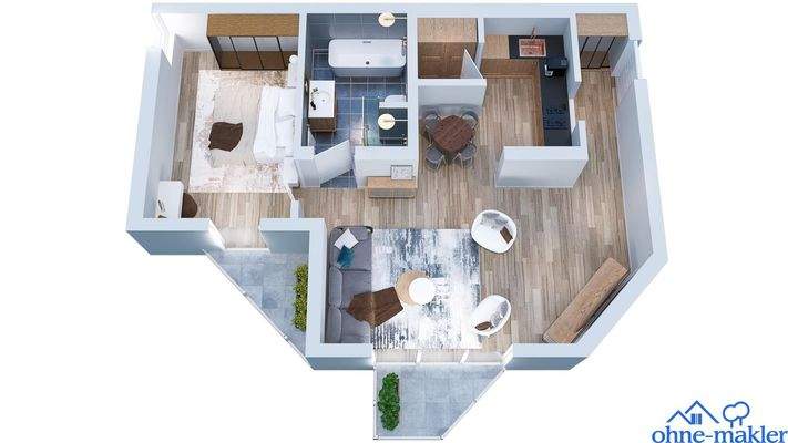 Grundriss mit Einrichtung