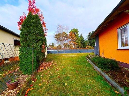 seitliche Gartenansicht