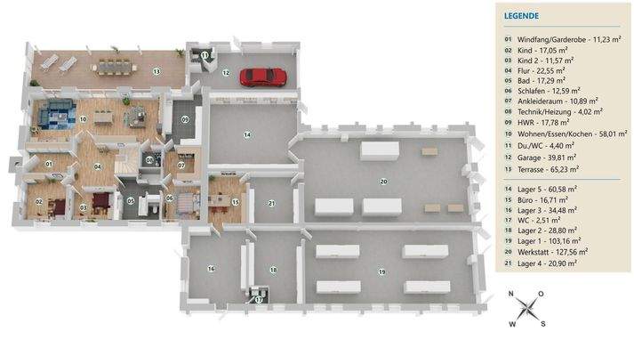 Grundrissvisualisierung (Plandarstellung des genehmigten Grundrisses)