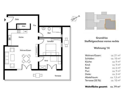2,5-Zimmerwohnung - WHG 14, Kaltmiete € 1.382,50