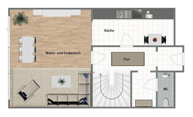 Grundriss Erdgeschoss (nicht maßstabsgetreu)