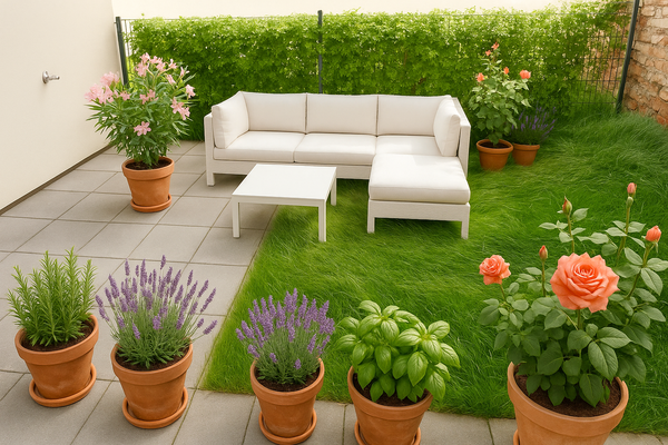 Terrasse mit dem Garten, Einrichtungsvorschlag