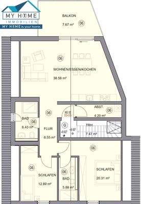 Wohnung  Maisonette Obergeschoss , ca. 110 m²