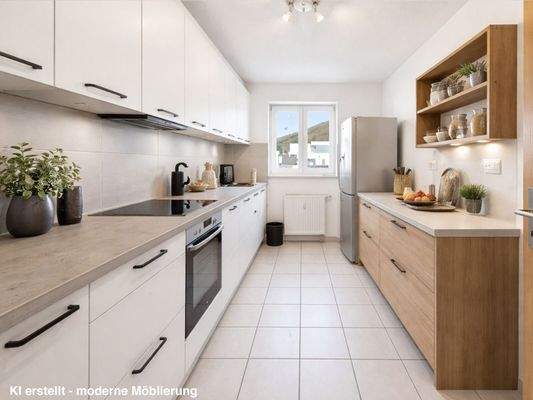 Küche KI möbliert
