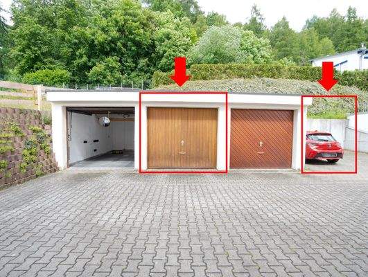 Einzelgarage und Stellplatz