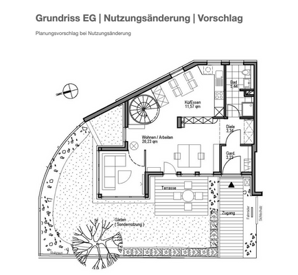 Planungsvorschlag bei Nutzungsänderung EG