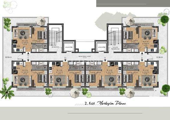 South Facing Apartments in an Extensive Project in Aksu Antalya