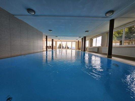 Indoorpool mit Ausblick ins Grüne