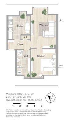 Grundriss farbig / möbliert