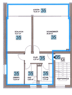 Wohnungsgrundriss WE 35