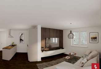 Visualisierung Küchen- Wohn- Essbereich Wohnung 1
