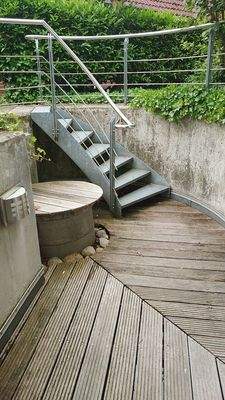 Terrasse vorm Personalraum