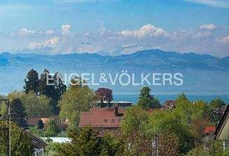 Blick zum Bodensee und zu den Bergen