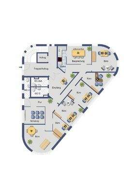 Grundriss Büro-Erdgeschoss - nicht maßstabsgetreu