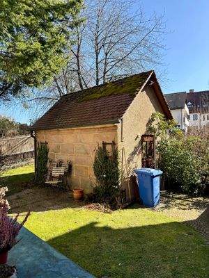 Garten mit Gerätehäuschen