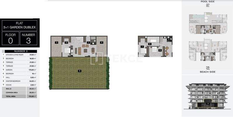 Properties in a Seafront Complex with Amenities Alanya Kestel