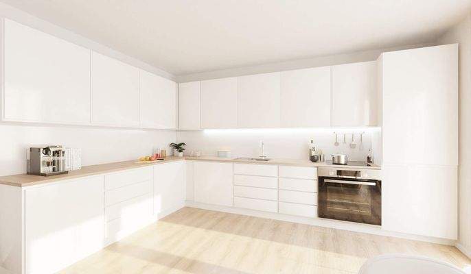 Die offene Wohnküche lädt zum gemeinsamen Kochen e