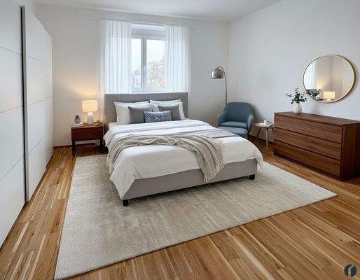 Einrichtungsbeispiel - Schlafzimmer (KI genriert)