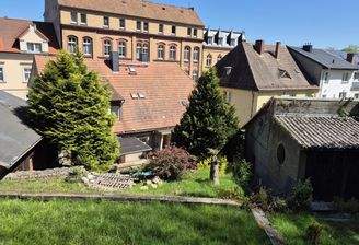 Blick von oben aufs Haus