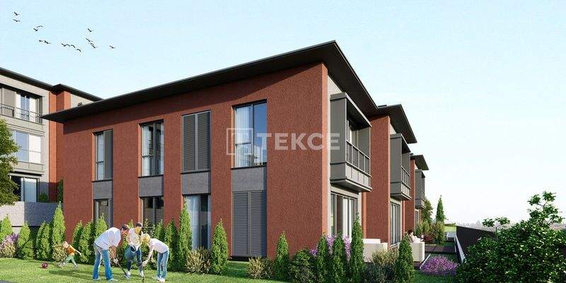 Villas in a Complex with Garden and Balconies in Basaksehir