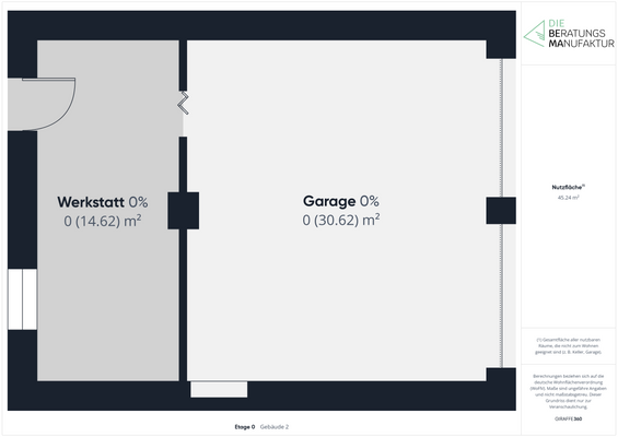 Grundriss Garage und Werkstatt
