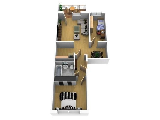 Grundriss 3-Raumwohnung