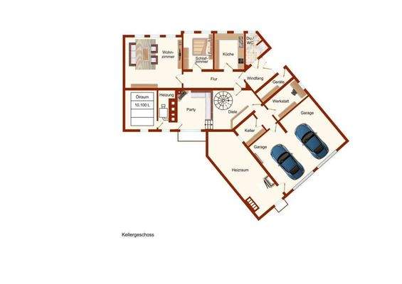 Grundriss Garten-/Kellergeschos/Garage