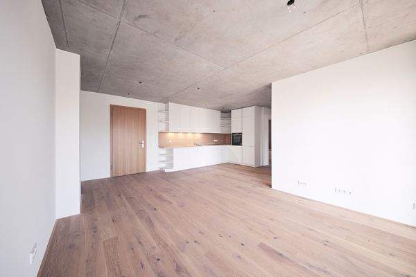 Wohnküche mit Blick zum Eingang und zur Küche - HERDERGÄRTEN 3.4.2