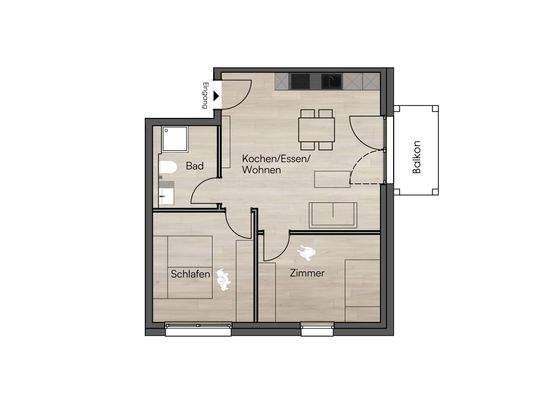 FOUR Grundriss - 3 Zimmer Apartment