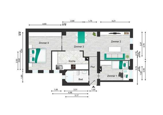 Grundriss HINTERHAUS EG illust