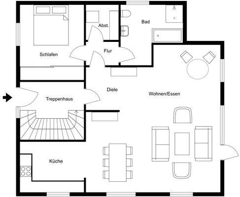 Grundrissskizze Erdgeschoss