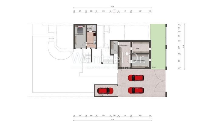 Grundriss Einliegerwohnung + Keller