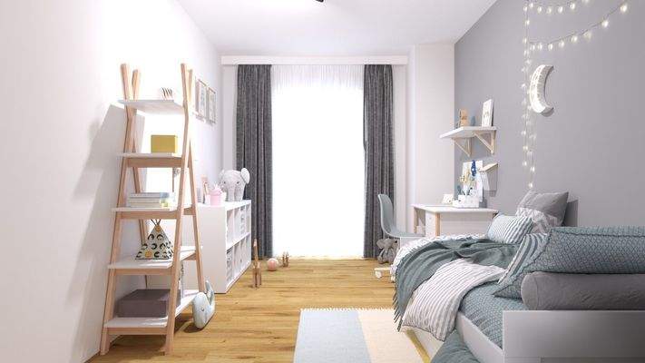 Ein hell erleuchtetes Kinderzimmer