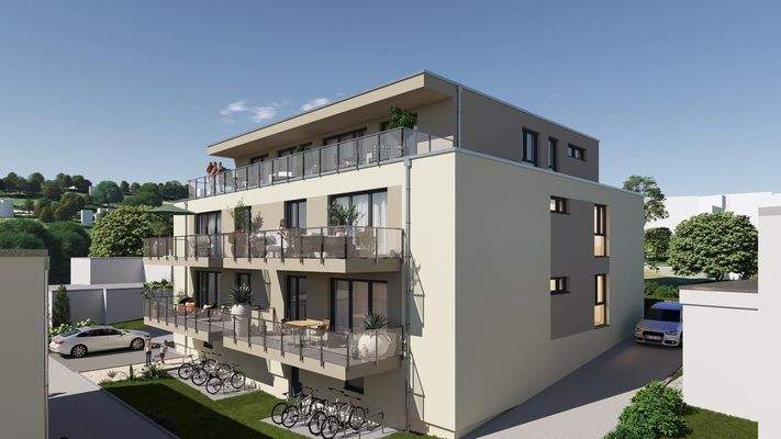 Westansicht (unterer Balkon links)