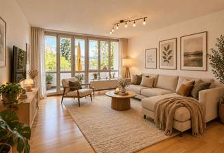 Wohnzimmer visuell möbliert