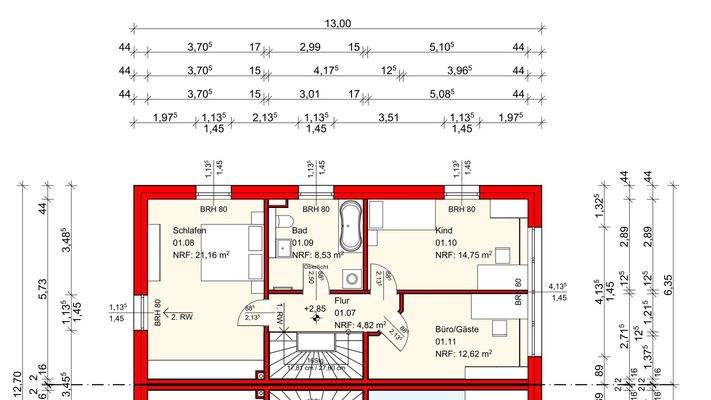 Grundriss Obergeschoss DHH 1