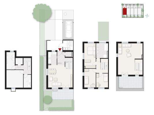 Grundrisse nebeneinander