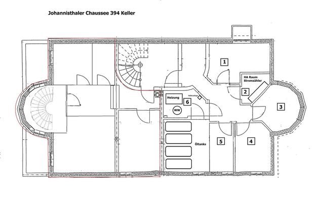 Grundriß Keller (rot umrandet)